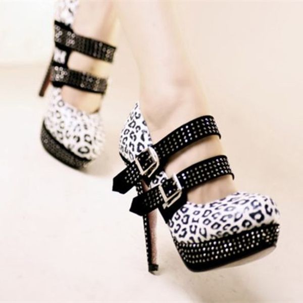 

kolnoo womens new classic handmade high heels shoes buckle straps crystals patchwork shoes party prom fashion evening shoes d043, Black