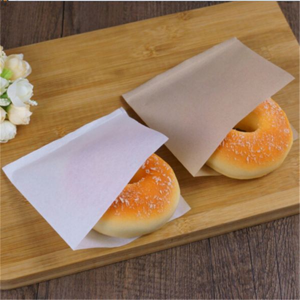 

100pcs 12x12cm biscuits doughnut paper bags oilproof bread craft bakery packing kraft sandwich donut bread bag