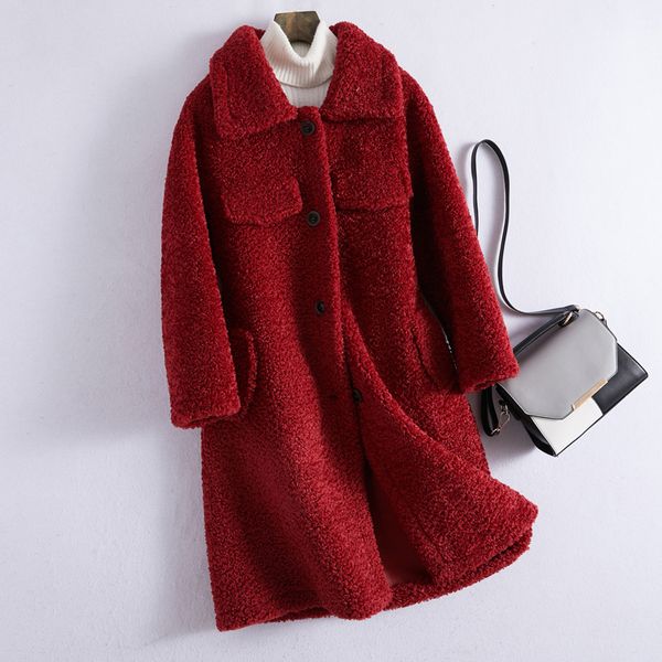 

fur & faux fur lambskin solid color fashion women's jacket 2019 new one casual women's jacket nuw600, Black