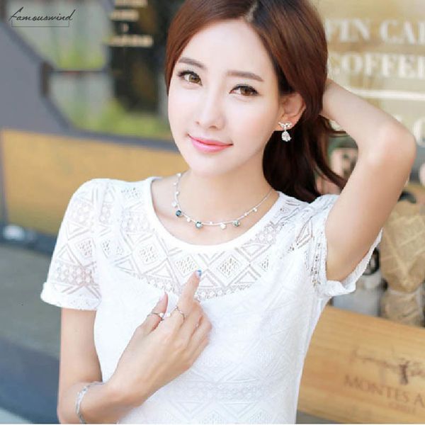 

women lace blouse femme chiffon shirt spring feminina short sleeve blusa summer hollow women shirt blouse plus size, White
