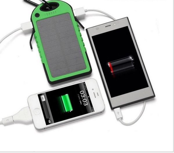 

waterproof solar power bank dual usb port led light powerbank 10000mah