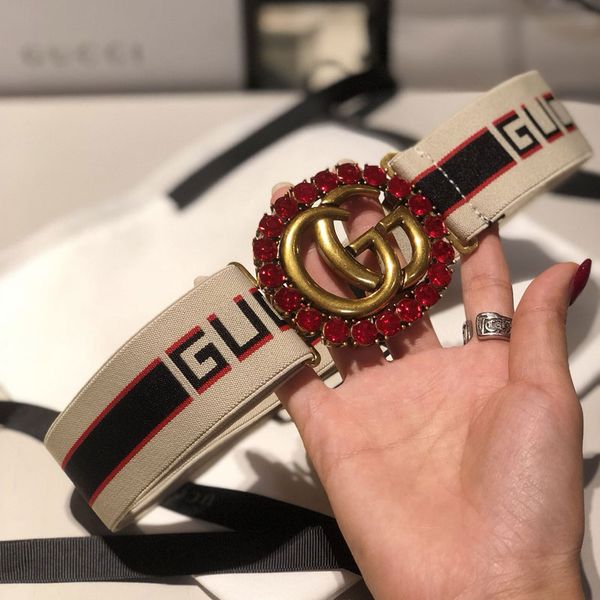 

Letter buckle fa hion belt cla ic genuine ela tic webbing belt for women color bar pattern belt female dre belt fa hion women trap be