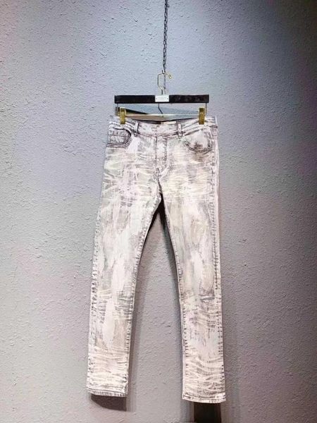 

men's jeans men stretchy skinny painter splatter coating grey, Blue