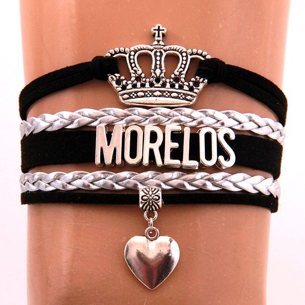 

infinity love morelos bracelets bangles heart charm braided pu leather bracelet crown jewelry for women men drop shipping, Golden;silver