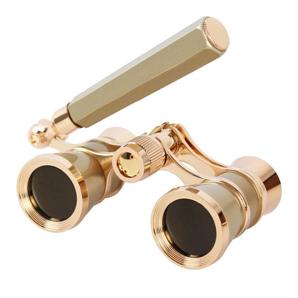 

gold 3x25 opera binocular coated lens telescope opera glasses coated theater glass lady glass handle women girls gifts