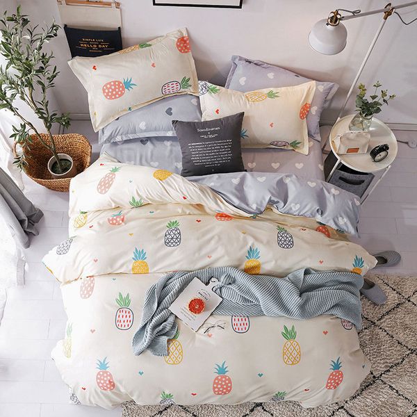 

pineapple 4pcs girl boy kid bed cover set duvet cover child bed sheets and pillowcases comforter bedding set 2tj-61018