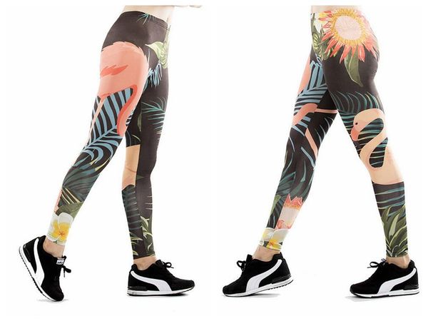 

women yoga trousers pants tights trousers jacquard female nine points mid waist dance multicolor color mixing active sun printing, Black;white