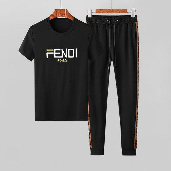 

2020 men's designer sets spring summer t-shirt and pants for men cotton loose wild fascinating personality, Gray