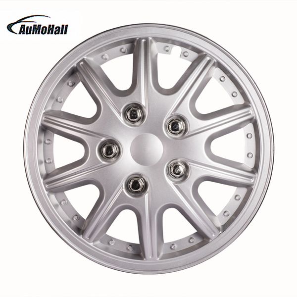 

aumohall 4pcs 12/13/14 inch car hub caps vehicle chrome wheel rim skin cover hub caps wheel cover tire/wheel/hubcap