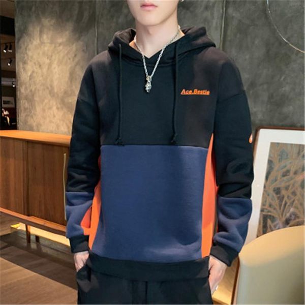 

embroidery letter print man sweatshirts casual long sleeved fashion mens hoodies spring new designer crew neck regular tees clothing, Black