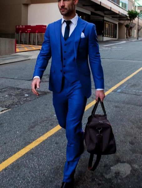 

royal blue business mens suits 3 pieces groom suit mens suits for wedding prom party man suit custom made, Black;gray