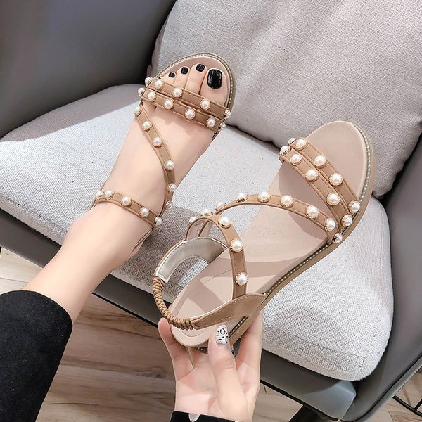 

clear heels pearl sandals fashion womens shoes 2020 suit female beige med wedge all-match slip-on loafers summer women's, Black