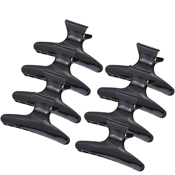 

8pcs/set butterfly hair claw holding section hair clip clamps pro salon fix crocodile clip hairdressing tool, Golden;silver