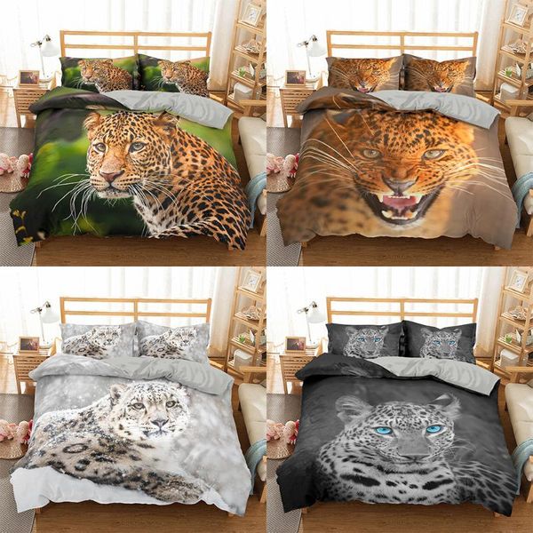 

homesky 3d leopard bedding set soft duvet cover king  twin full animal comforter bed set pillowcases bed linen