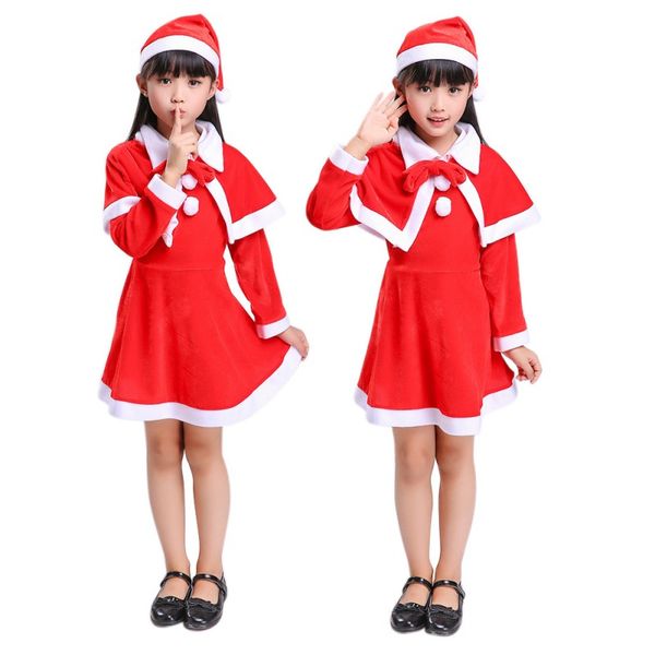 

christmas santa claus suit christmas costume suit baby boy/girl 3pcs kids new year children's clothing dress set, White