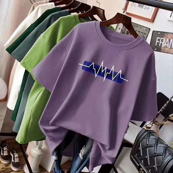 

2020 loose short-sleeved large size 2020 loose women's short-sleeved cloth cotton cloth t-shirt large size cotton women's t-shirt, White