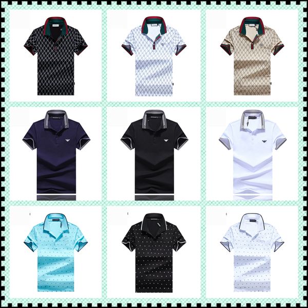 

mens polos pure color lapel neck short sleeve mens designers tshirts business casual straight tees letter summer, White;black