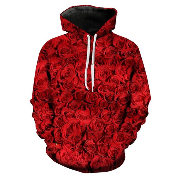 

feitong men's causal hoodies sweatshirts plus size male 3d rose love long sleeve pullover sweatshirt sudaderas para hombre, Black