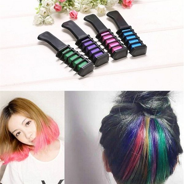 

mini disposable hair color dye comb 6 colors personal salon use temporary crayons hair dyeing tool color chalk