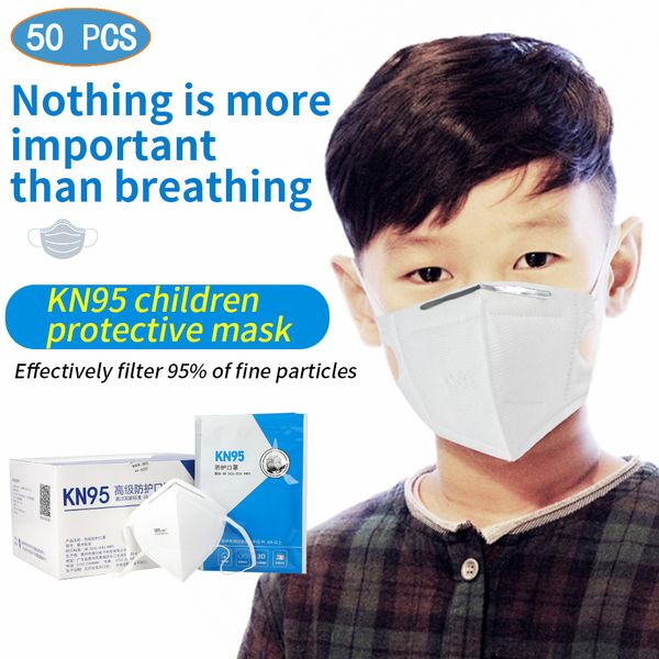 

50шт kn95 детские маски одноразовые маски для лица нетканые детские маски kf94 4-слойная анти pm2. 5 маска девушки мальчики пылезащитная мас