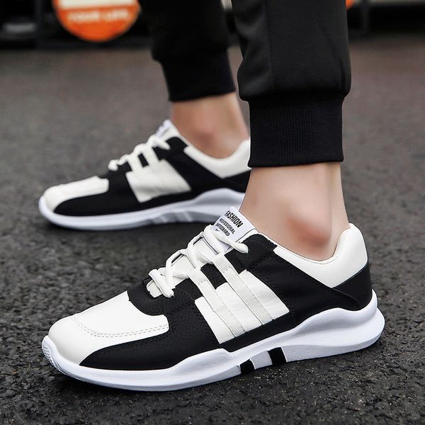 

2019 men's casual shoes comfortable and lightweight sneakers male shoes new round head breathable men u, Black