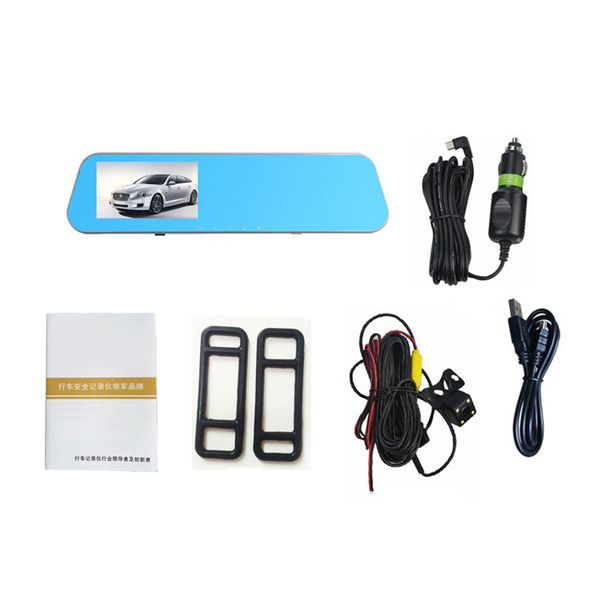 

4.3 inch g-sensor camcorder automobile dual lens full hd driving recorder 1080p auto rearview mirror video digital night vision car dvr