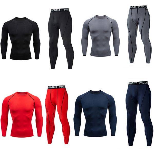 

brand sportswear men's running suit compression shirt fitness training kit gym leggings sports underwear base layer union suit