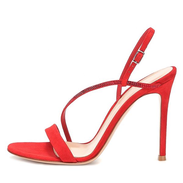 

black red stilettos ankle strap ladies thin heels shoes crystals women sandals