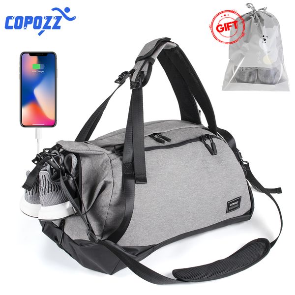 

copozz gym bag usb charging shoe compartment 35-55l capacity for women fitness yoga teenager men backpack travel mochila leisure