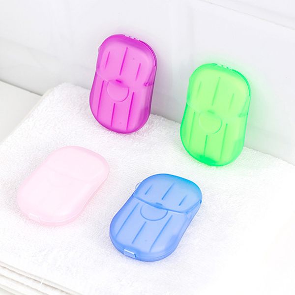 

20 pcs/set disposable boxed soap paper portable aromatherapy hand wash bath travel mini soap box soap base bathroom accessories