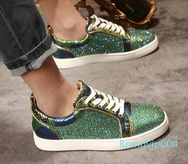 

factory wholesale original men and women fashion bling bling design sneaker,brand casual shoes,made by original lamb skin ,fast delivery, Black