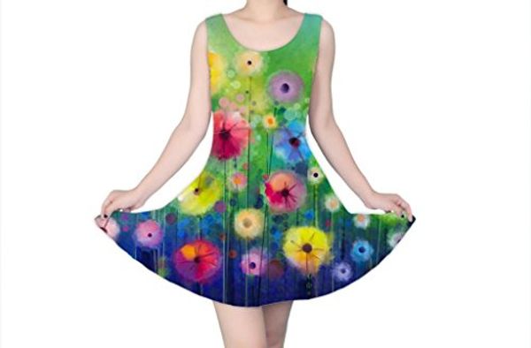 

luxsweet женское весеннее цветочное сезонное природное платье skater, Black;gray