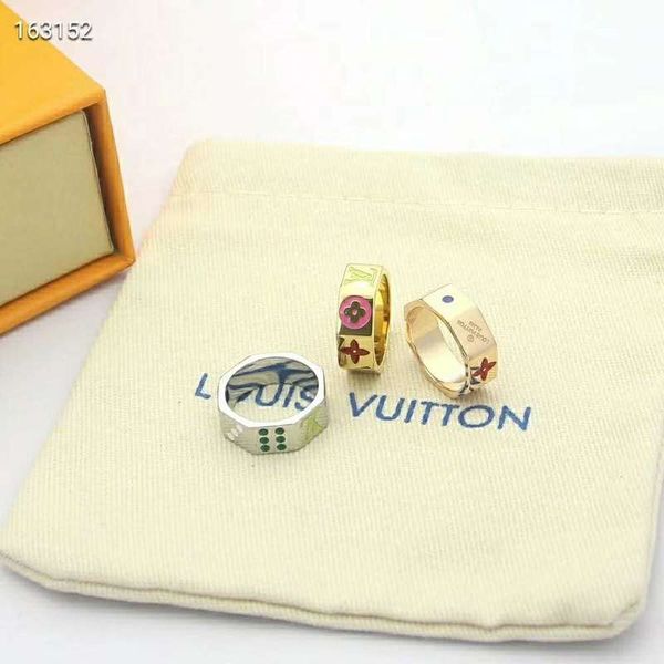 

with box fashion luxurious dice ring carving ring l̴v stamp ring for women men designer jewelry wedding 586988, Silver