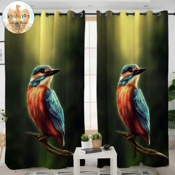 

kingfisher by khalia curtain for living room 3d printed luxury blackout window curtain colorful furry bird drapes 1pc rideaux