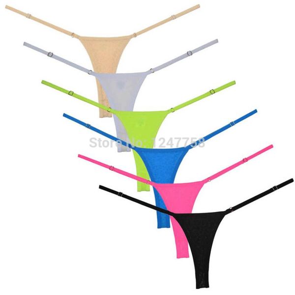 

women g-string adjustable very low rise underwear perfect fit spandex micro thong, Black;pink