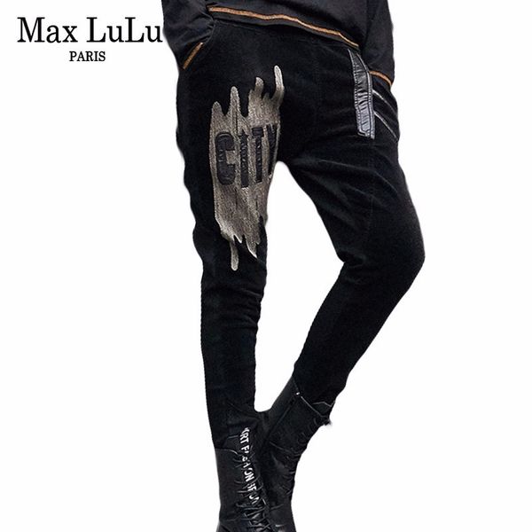 

max fashion korean vintage ladies leather patchwork harem pants womens 3d pattern black jeans push up woman winter trousers, Blue