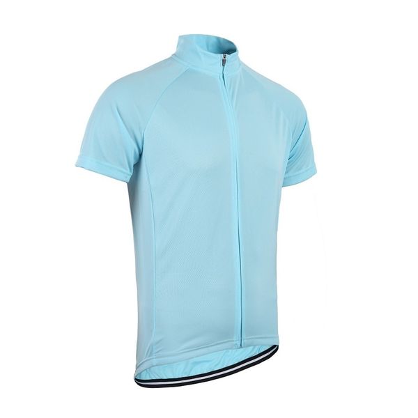 

wholesale-men's women's solid cycling short sleeve jersey full length zipper bike jersey, Black;red