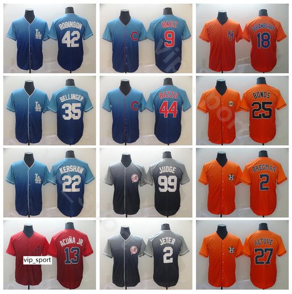 

мужчины бейсбол fade 13 рональд акуна младший трикотажные изделия 99 аарон джадж 22 клейтон кершоу 46 пол гольдшмидт бо джексон кэл рипкен х, Blue;black