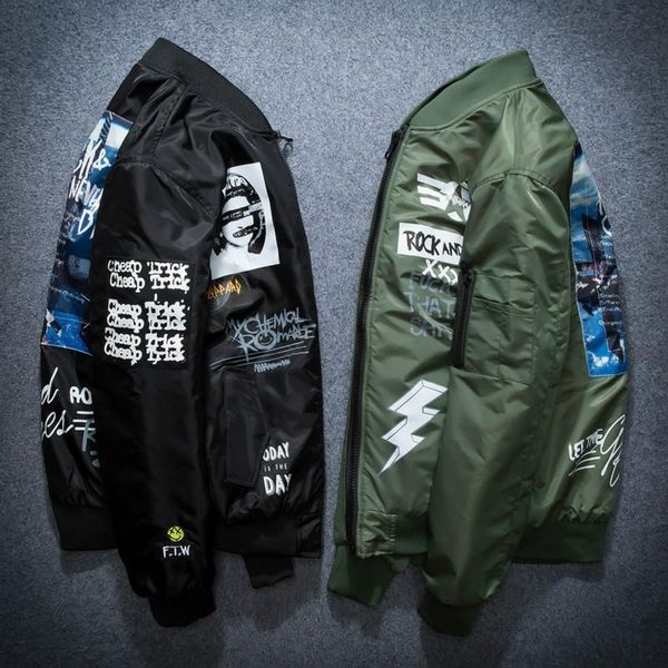 

autumn winter bomber jacket men army pilot jackets thick youth punk hip hop baseball coat male fashion casual streetwear, Black;brown