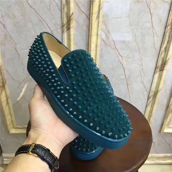 

2020 designer sneakers red bottom shoe low cut suede spike luxury shoes for men and women shoes party wedding crystal leather sneakers, Black