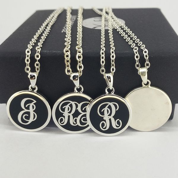 

tailor-made initial letter 925 sterling silver disc pendant necklace