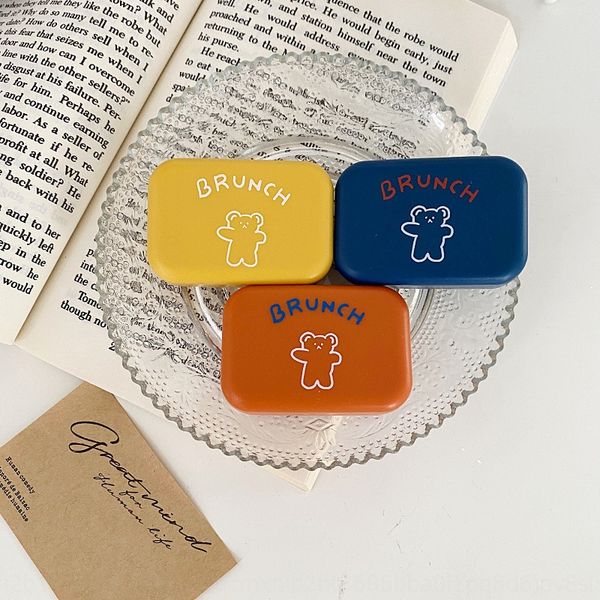 

ins cartoon girl heart small invisible case glasses case nursing glasses bear travel portable boxed simple care box pupil box, Blue