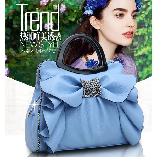 

2020 new simple and sweet ladies' bags ladies' bags bowknot handbags one shoulder messenger wholesale