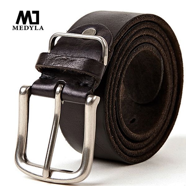 

medyla natural leather men's belt soft genuine leather masculine jeans belt's for men 4 colors 105cm-150cm dropship, Black;brown