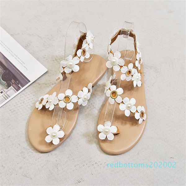 

women summer sandals slippers plus size flowers bohemian style open toes club slip-on flat sandals flat shoes gladiator sell r03, Black