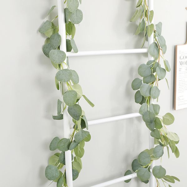

hanging frost white rayon round leaf decoration simulation eucalyptus rattan-1