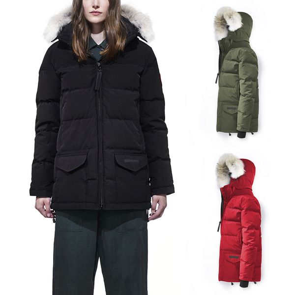 

классический стиль 2019 канады женщина гусь solaris parka winter ветрозащитного холодный мех с капюшоном водонепроницаемого пальто ткани мол, Black