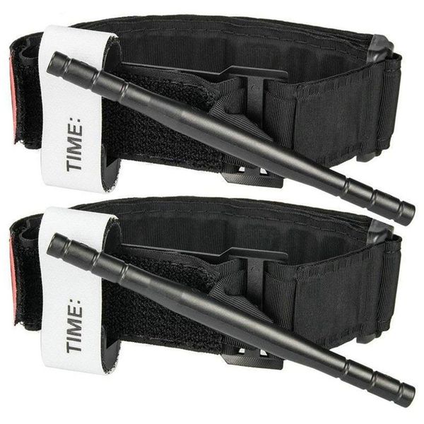 

tourniquet emergency outdoors spinning one-handed medical first aid equipment, black, 2 piece