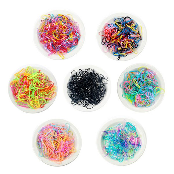 

1000 pcs/set popular disposable rubber band hair accessories strong pulling continuously install high elastic hair tie, Brown