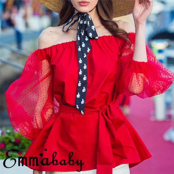 

women boho off-shoulder casual blouse 2018 new ladies long sleeve solid summer shirt blouse beach holiday loose fashion, White